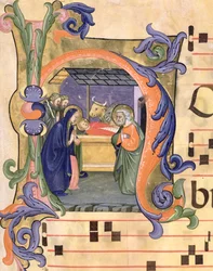 Ms 571 f.6r Geïllustreerde initiaal 